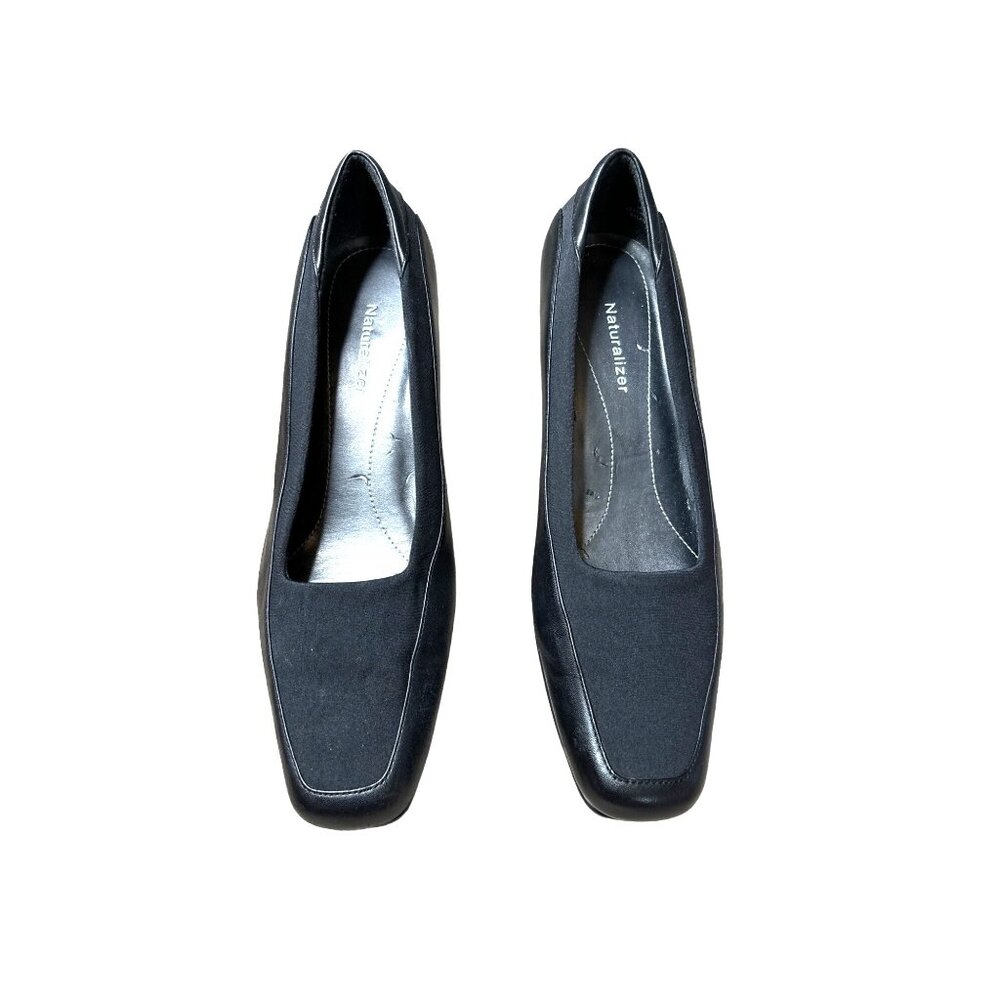 NATURALIZER WOMEN'S BLACK LEATHER AND FABRIC SLIP-ON PUMPS SZ 8.5 - Picture 4 of 7